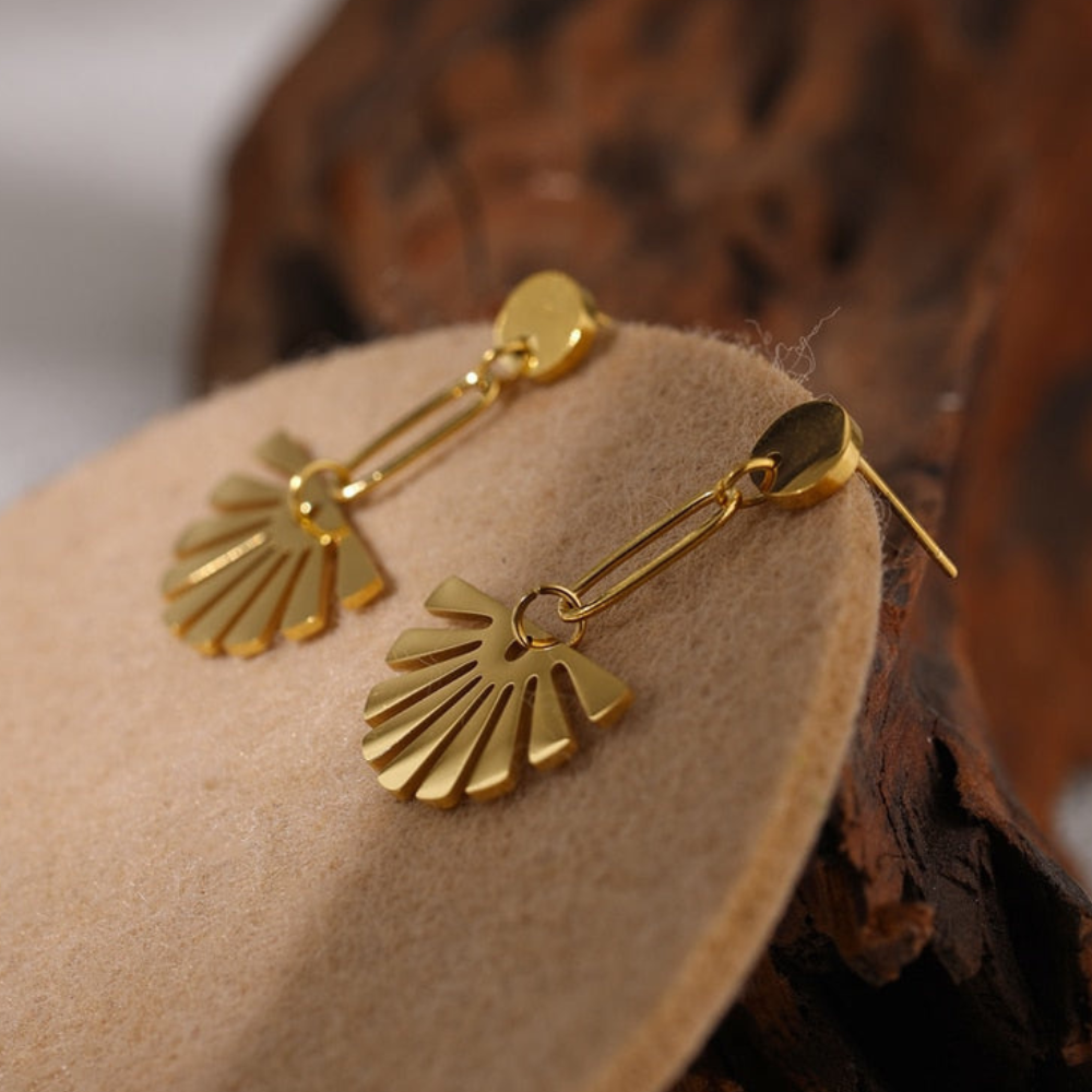 Floral Drop Stud Earrings Fan Shaped Earrings
