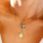 Load image into Gallery viewer, Sun &amp; Moon Necklace Set Layered Celestial Necklace
