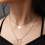 Load image into Gallery viewer, Round Pendant Multi Layer Necklace
