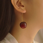 Load image into Gallery viewer, Dark Cherry Earrings Long Drop Earrings
