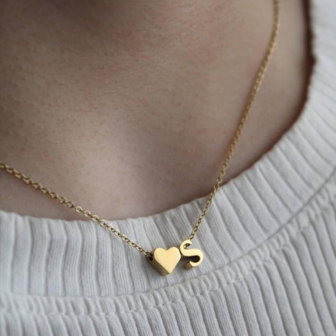 Heart Initial Necklace Personalised Letter Heart