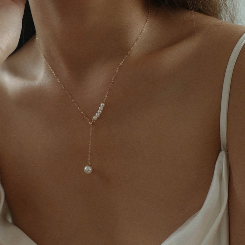 Water pearl necklace layered pearl necklace