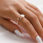 Load image into Gallery viewer, Wildflower Ring Shell Crystal Petal Ring
