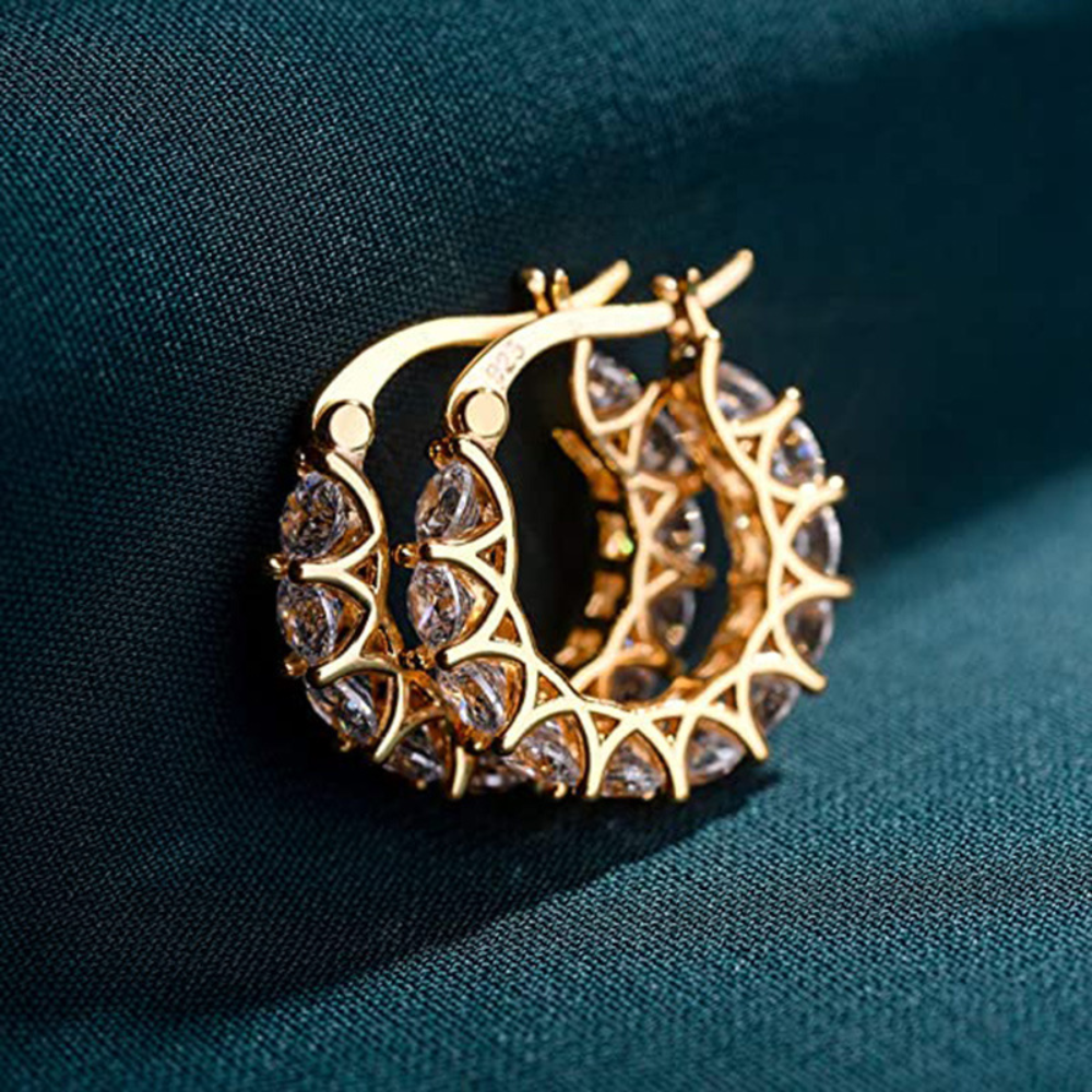 Zircon Hoop Earrings Diamond Charm Hoops