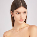Load image into Gallery viewer, Gold and Pearl Necklace Alternating Pearl and Gold Chain
