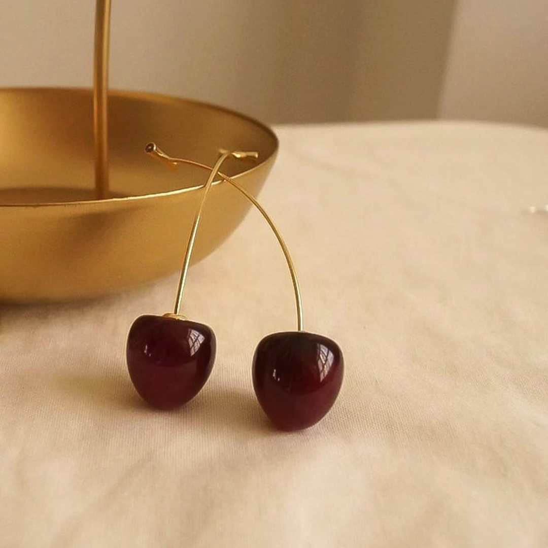 Dark Cherry Earrings Long Drop Earrings