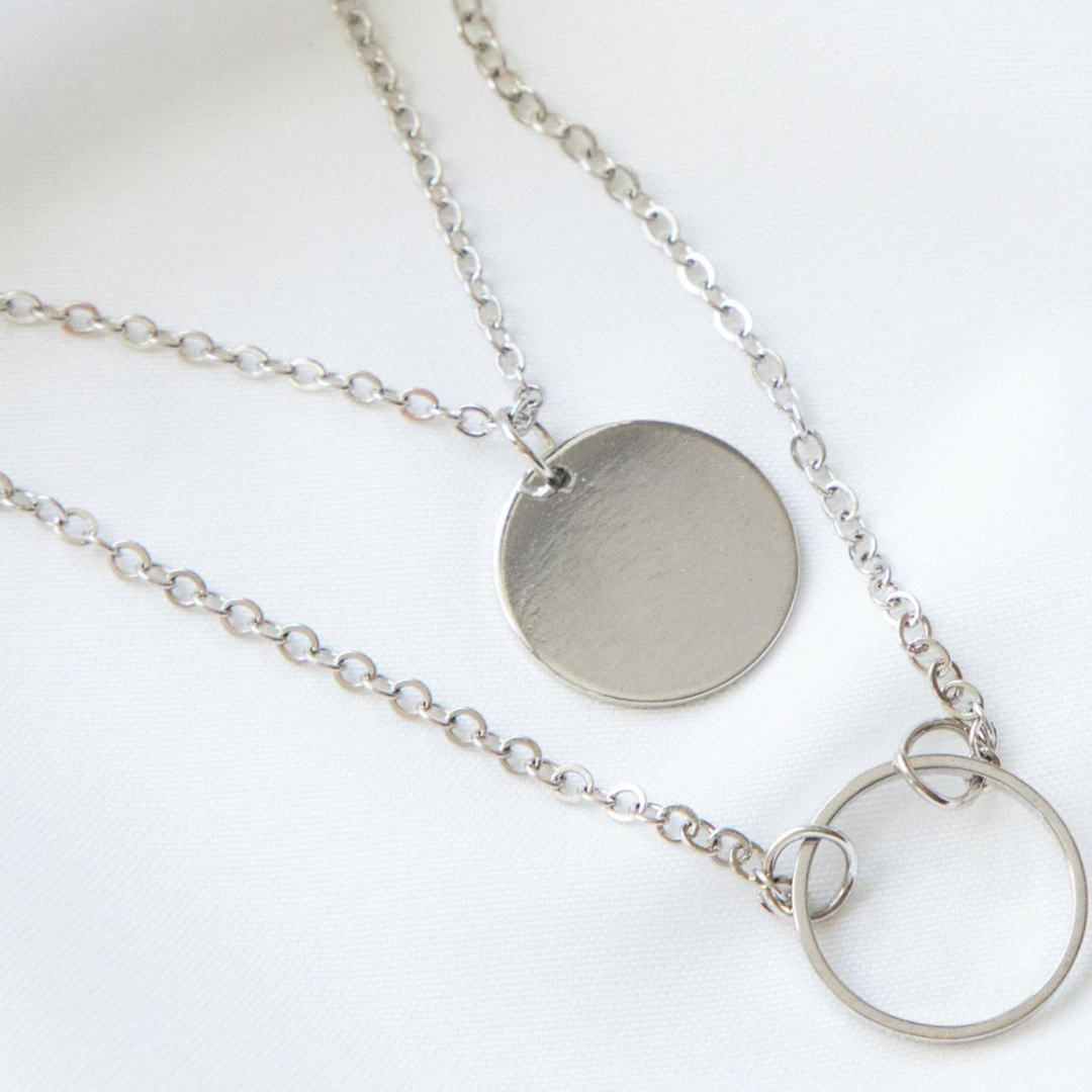 Round Pendant Multi Layer Necklace