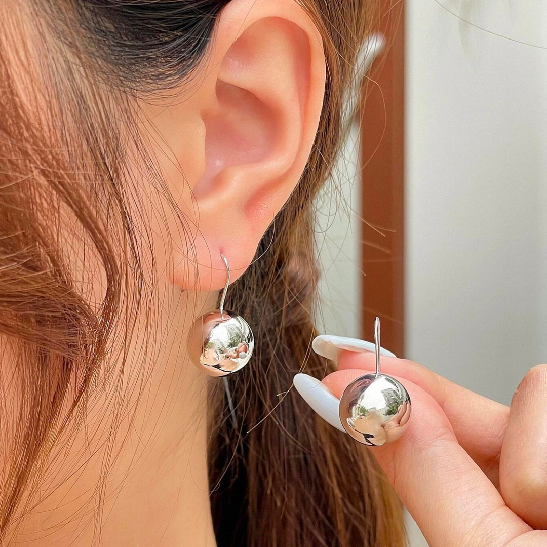 Ball Earrings Shiny Round Hook Earrings