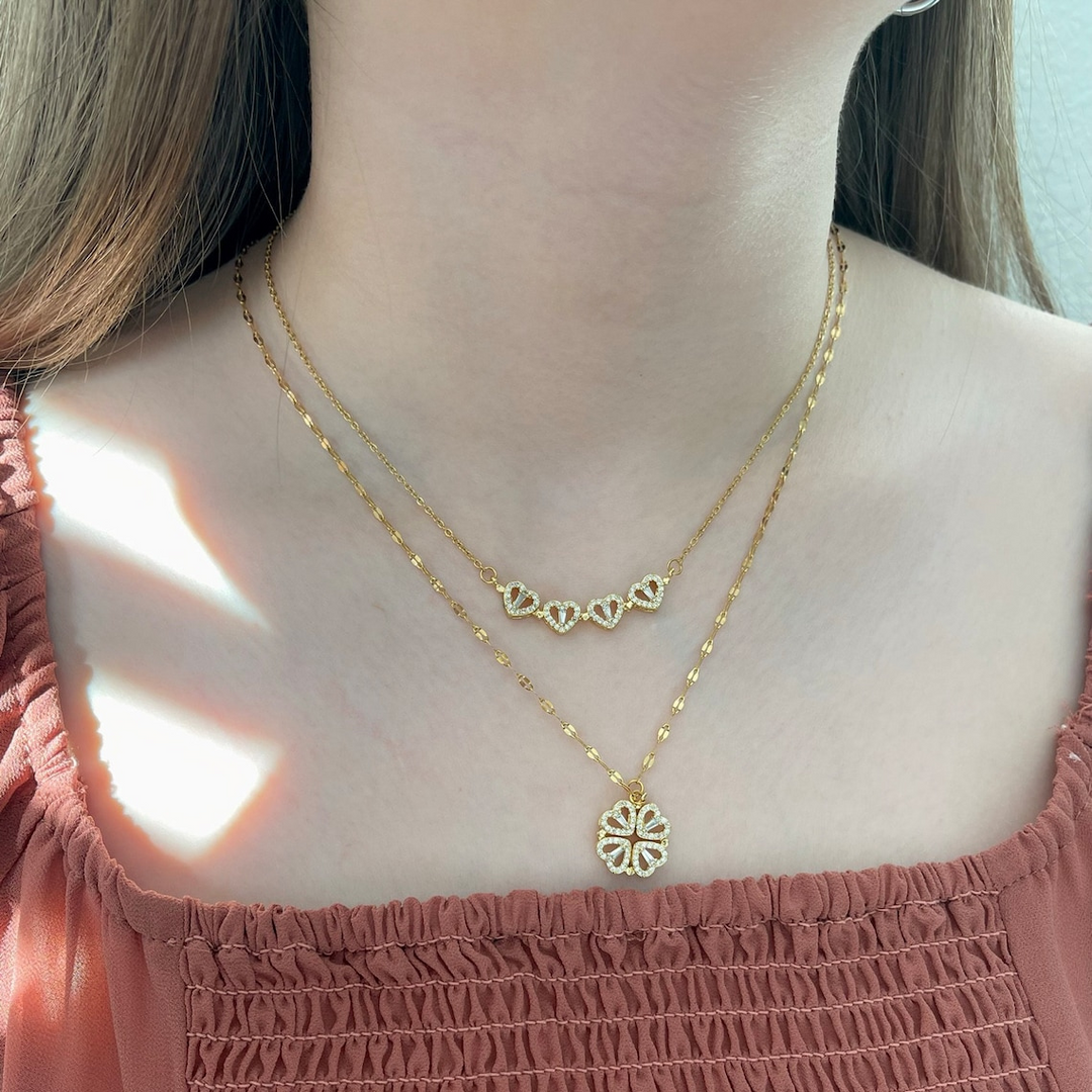 Four Leaf Clover Necklace Magnetic Heart Necklace