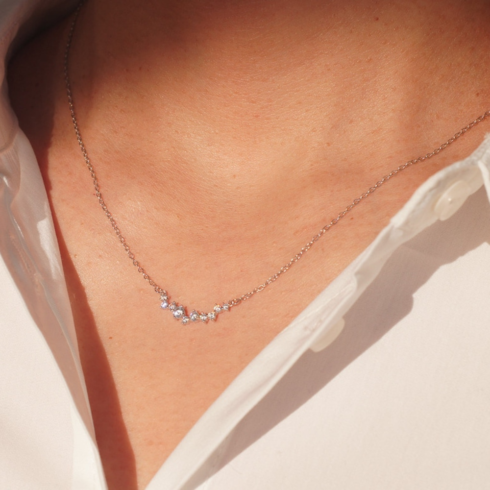 Diamond smile necklace dainty diamond necklace