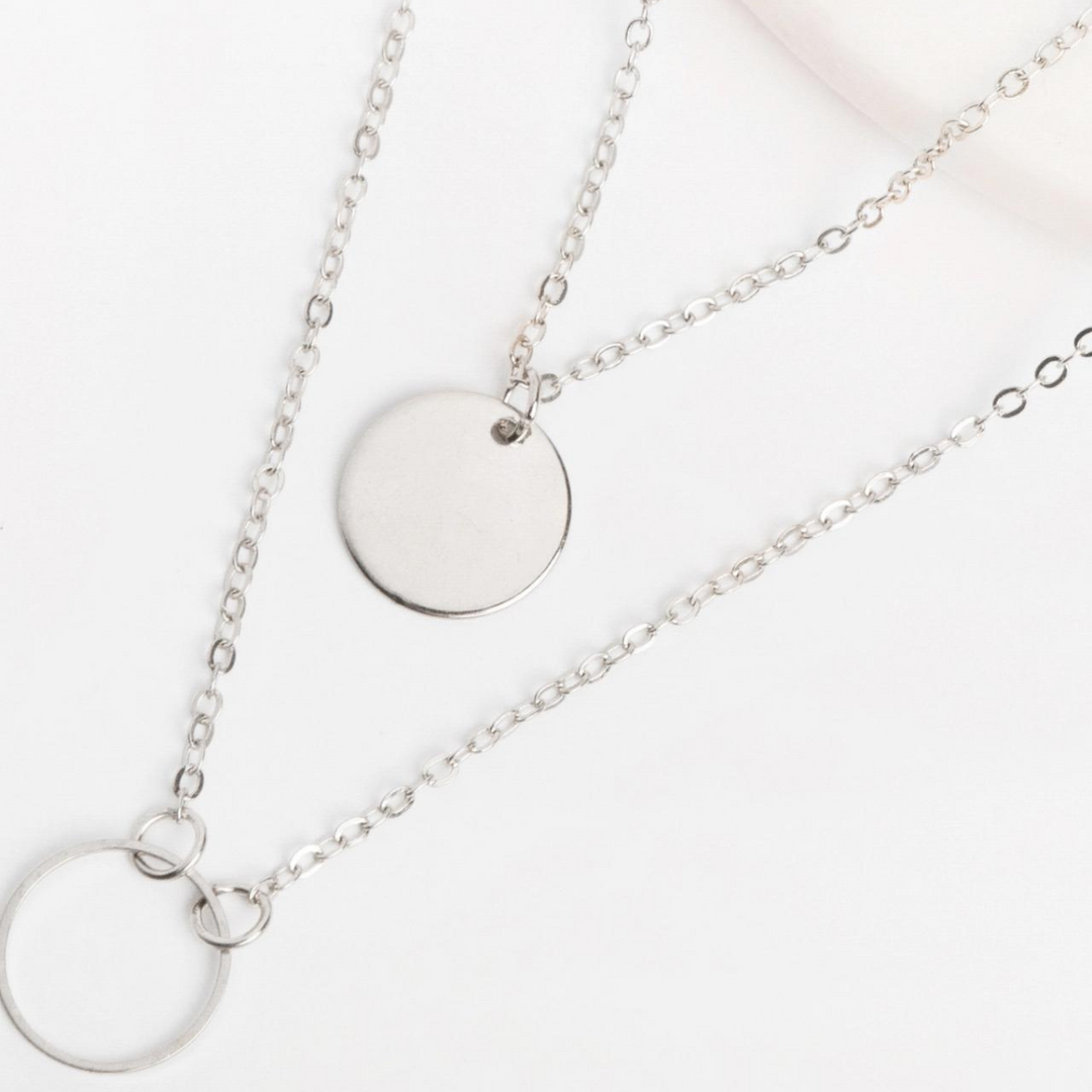 Round Pendant Multi Layer Necklace