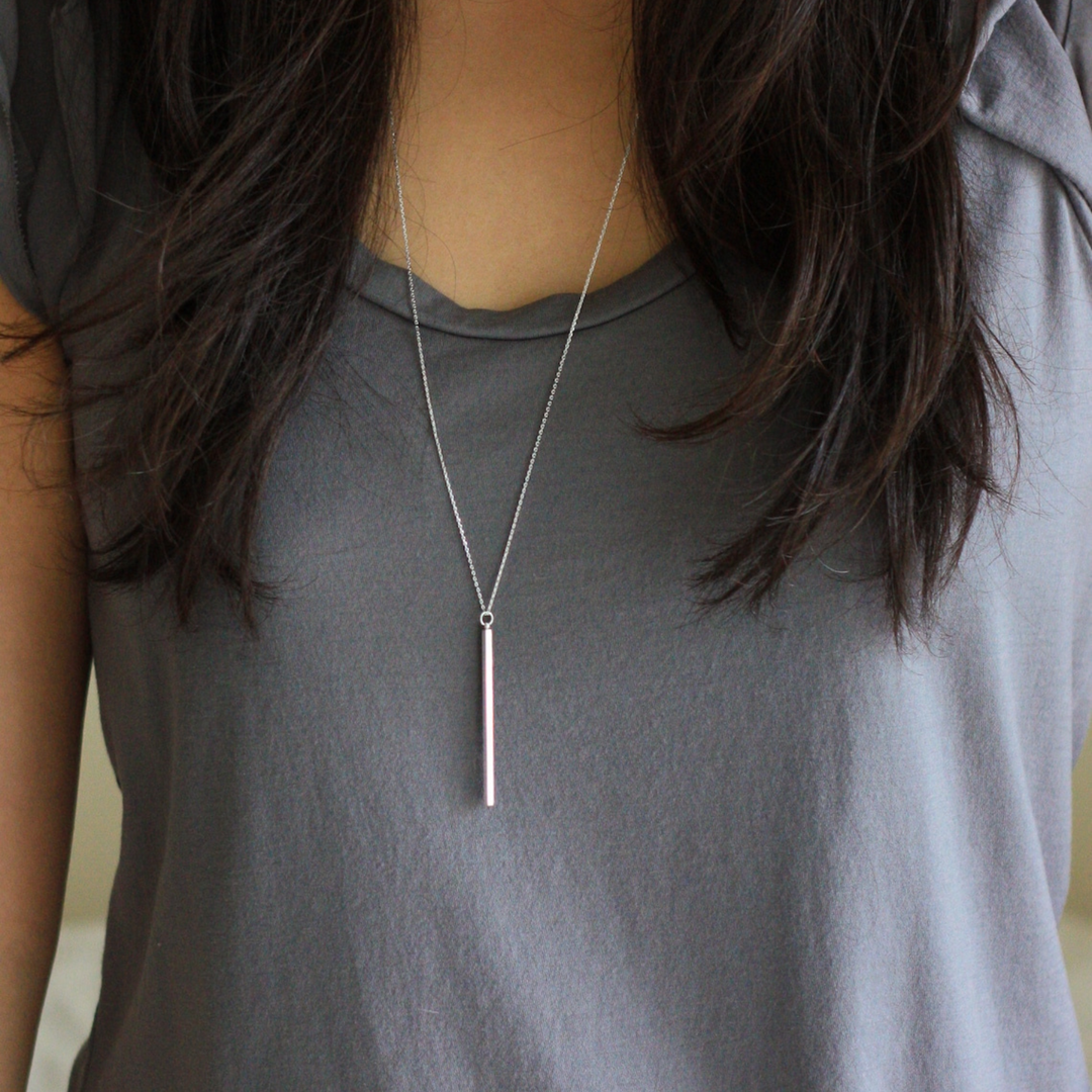 Dainty Bar Necklace Vertical Bar Necklace