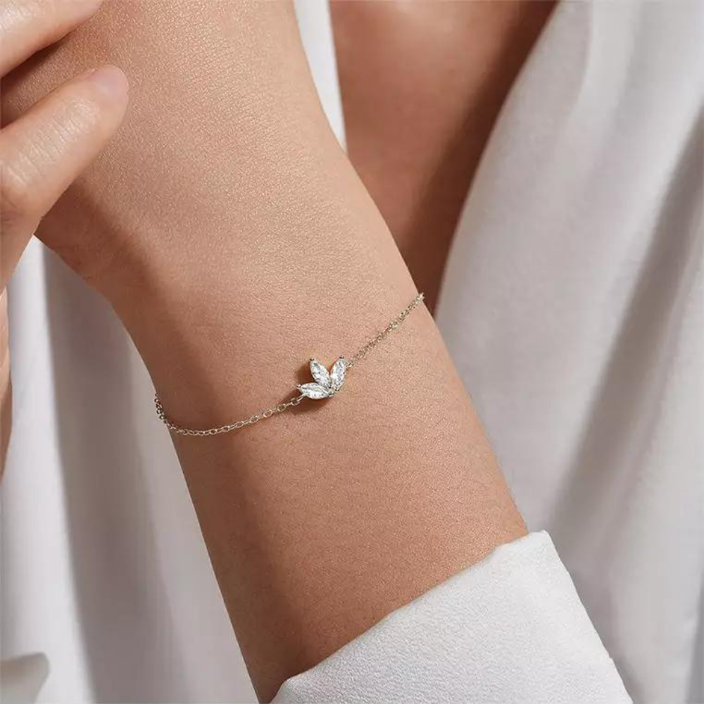 Triple Zirconia Flower Chain Bracelet