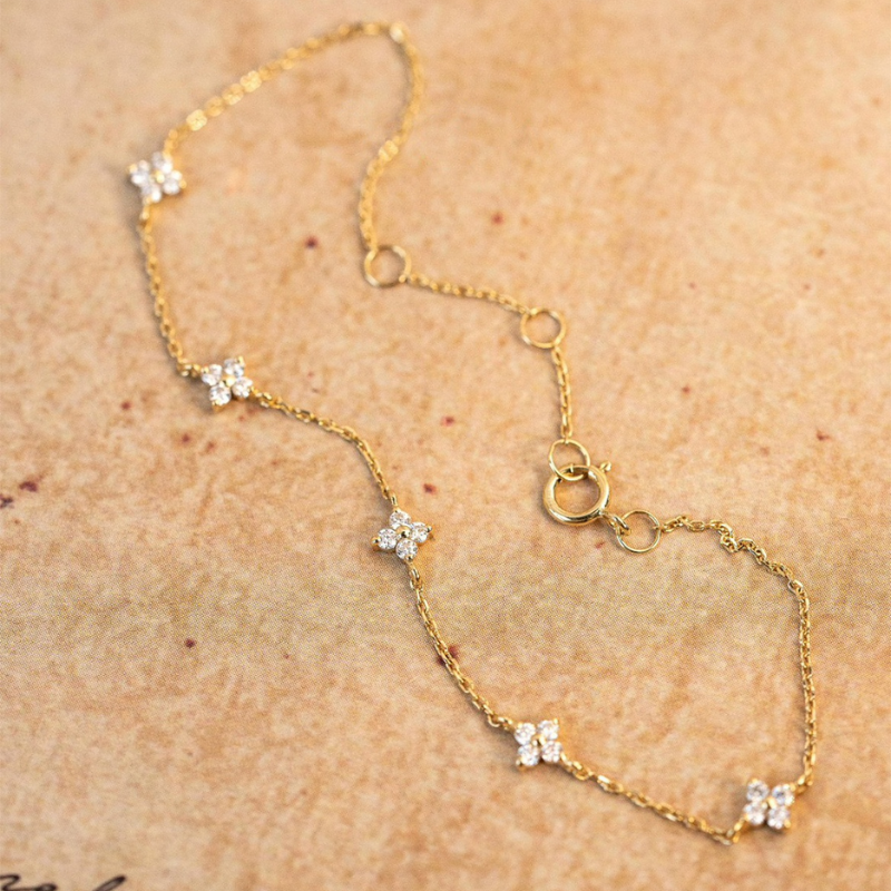 Zirconia Flower Bracelet Minimalist Bracelet