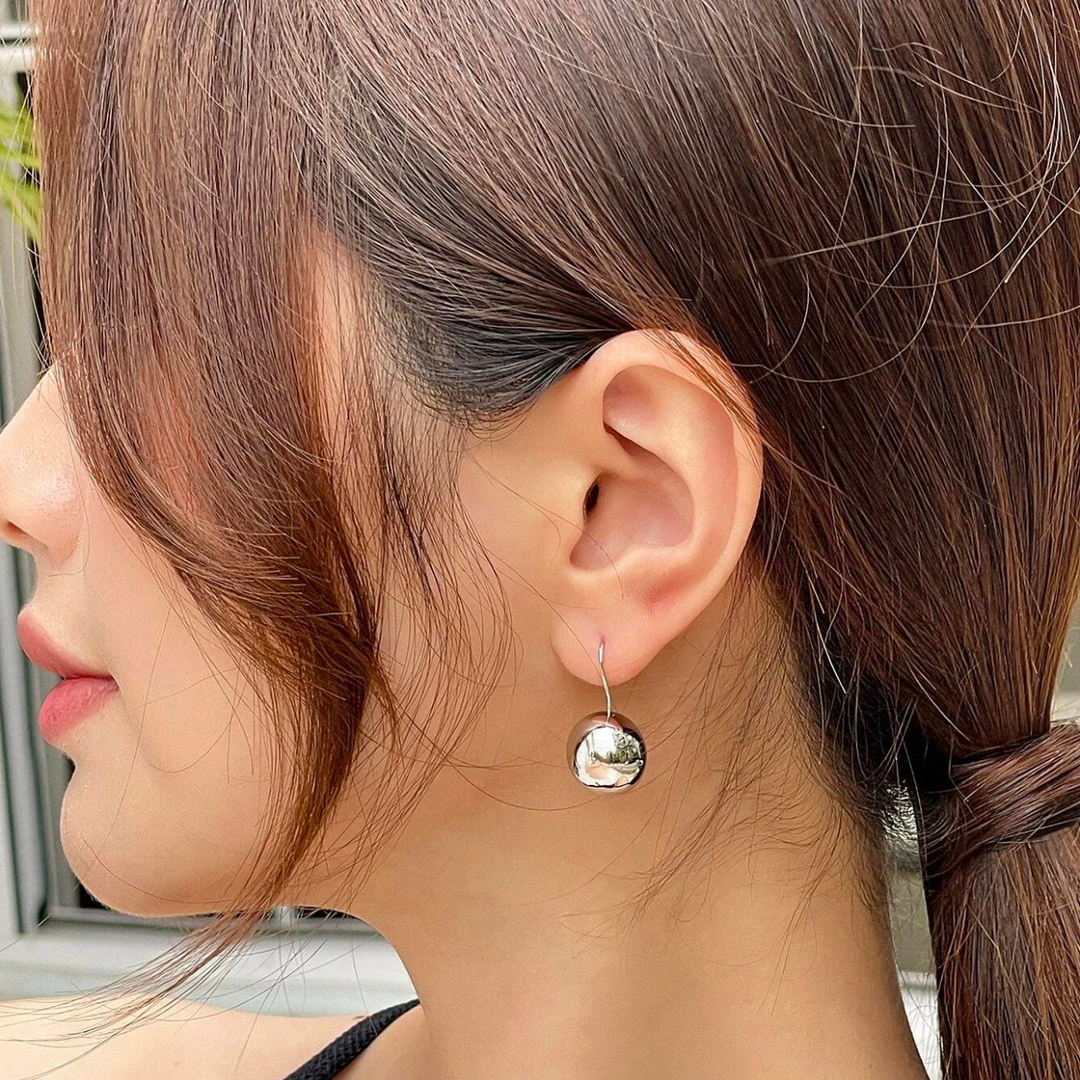 Ball Earrings Shiny Round Hook Earrings