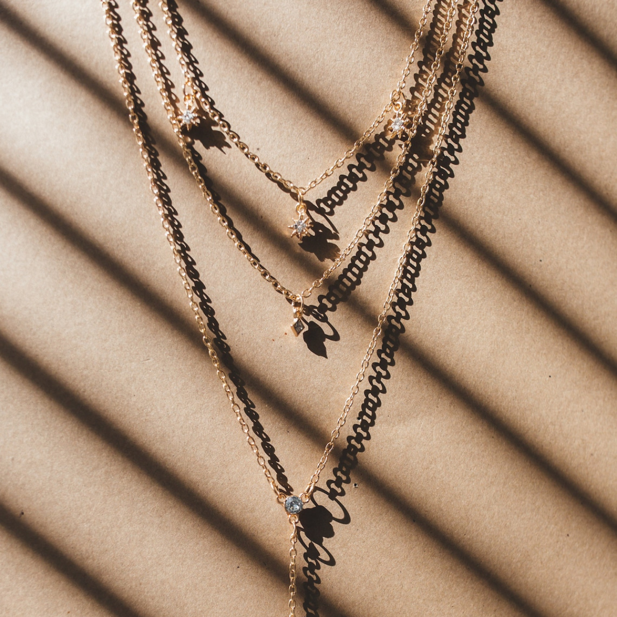 Boho crystal star charms layered necklace