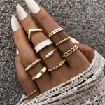 Load image into Gallery viewer, 10 Piece Fashion Rings Trendy Mix &amp; Match Ring Set
