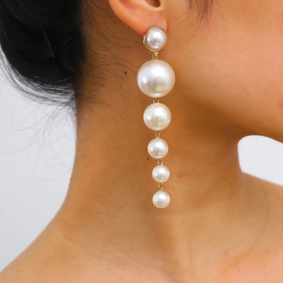 Waterfall pearl earrings long pearl earrings