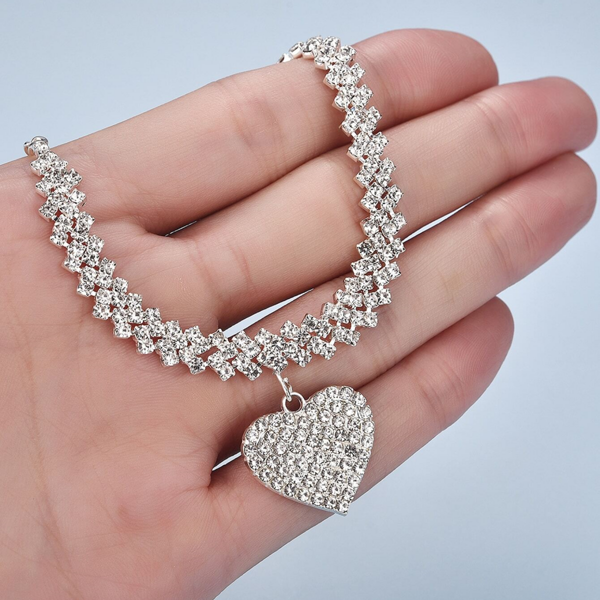Zirconia inlay double tennis chain necklace