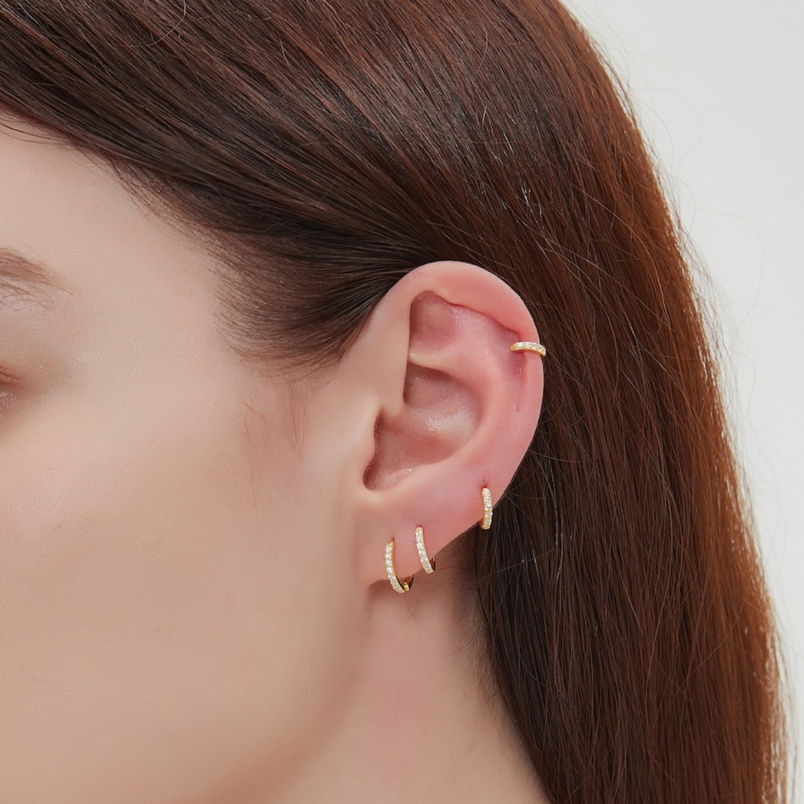 Minimalist cz hoop set huggie hoop earrings