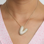 Load image into Gallery viewer, Chunky Bubble Diamond Dazzle Initial Necklaces
