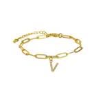 Load image into Gallery viewer, Dainty Paperclip Letter Initial Bracelet

