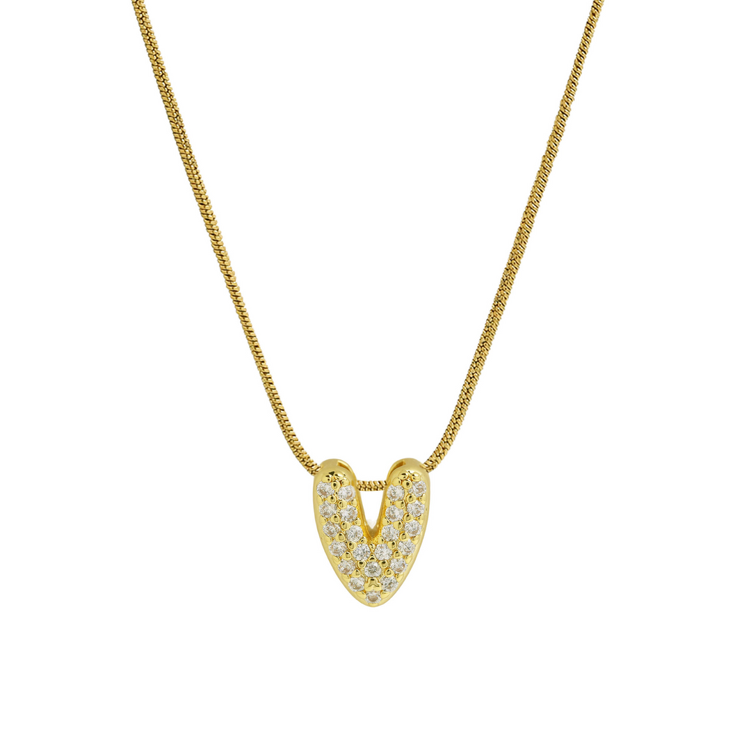 Diamond Bubble Letter Initial Necklace