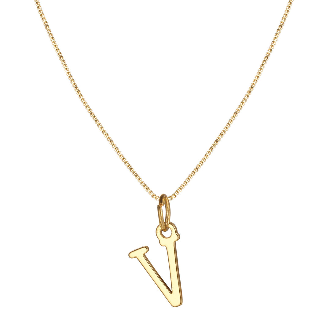 14k Sleek Serif Initial Necklace