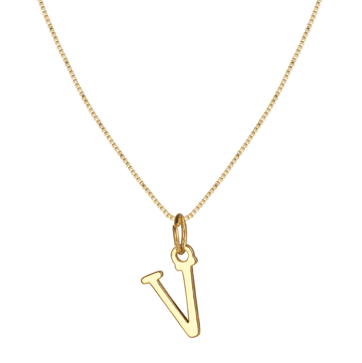14k Sleek Serif Initial Necklace