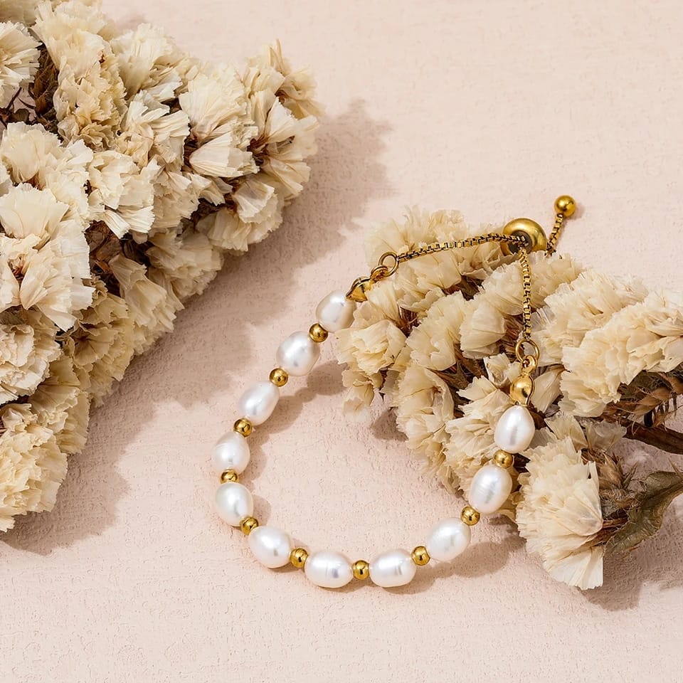 Dainty Pearl Charm Bracelet