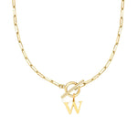 Load image into Gallery viewer, Paperclip Letter Initial Circle Lock Clasp Necklace
