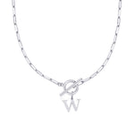 Load image into Gallery viewer, Paperclip Letter Initial Circle Lock Clasp Necklace
