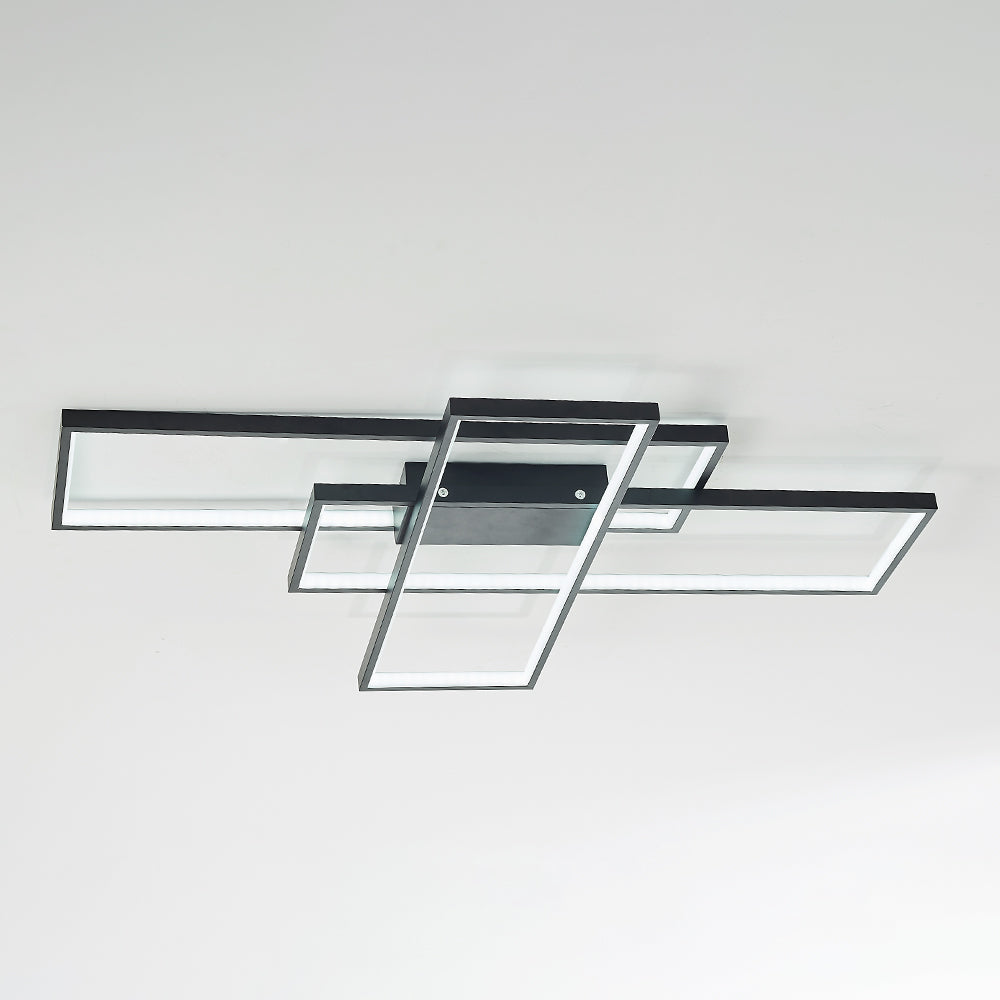 Multi-Rectangular Flush Mount Ceiling Light in Black and White