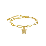 Load image into Gallery viewer, Dainty Paperclip Letter Initial Bracelet
