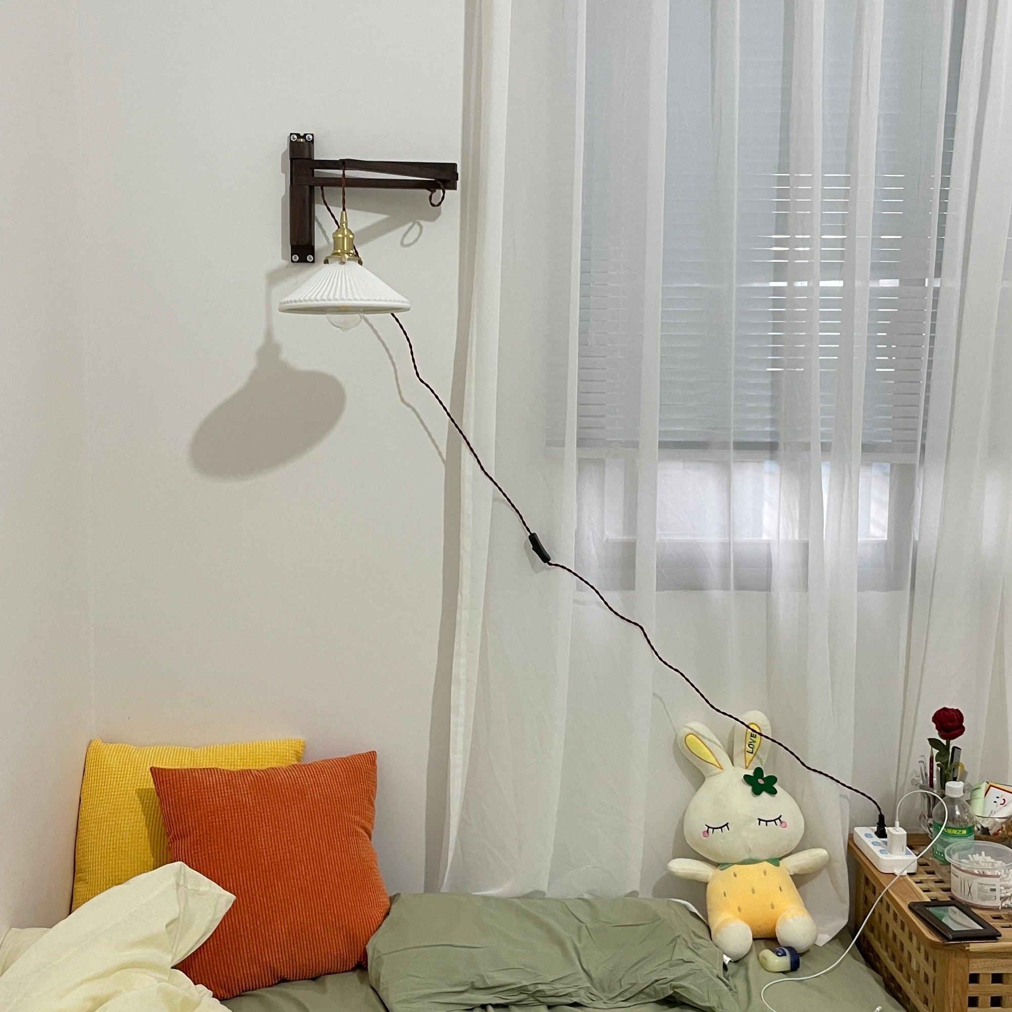 Circular Walnut Nordic Inspired Wall Lamp