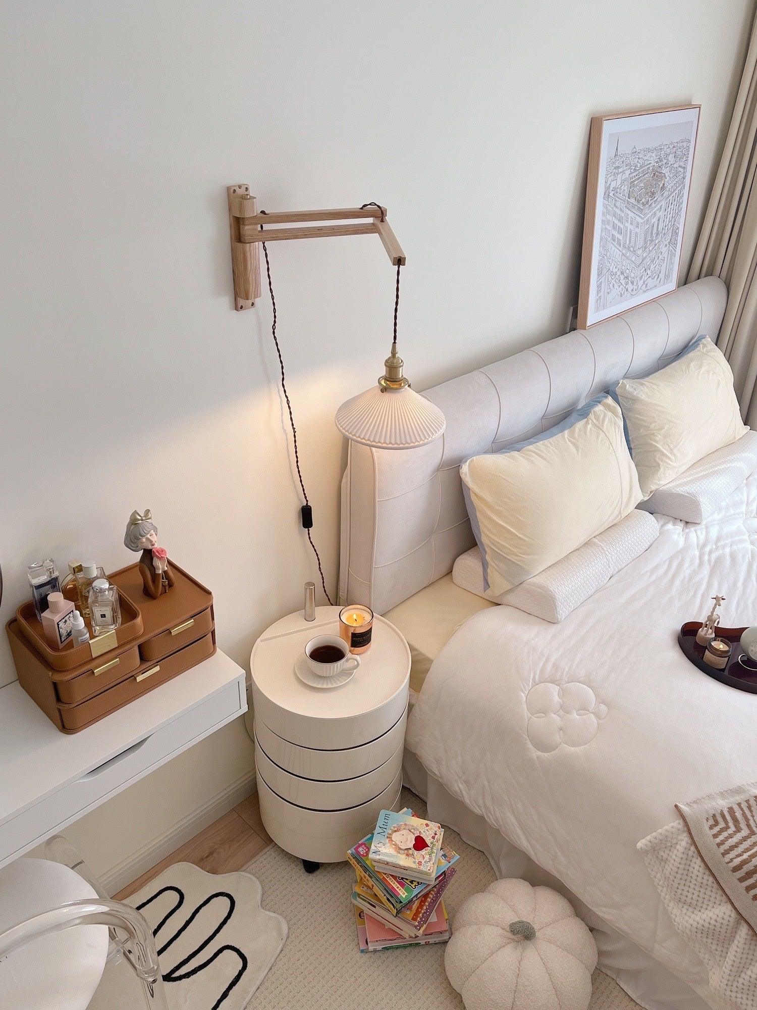 Circular Walnut Nordic Inspired Wall Lamp