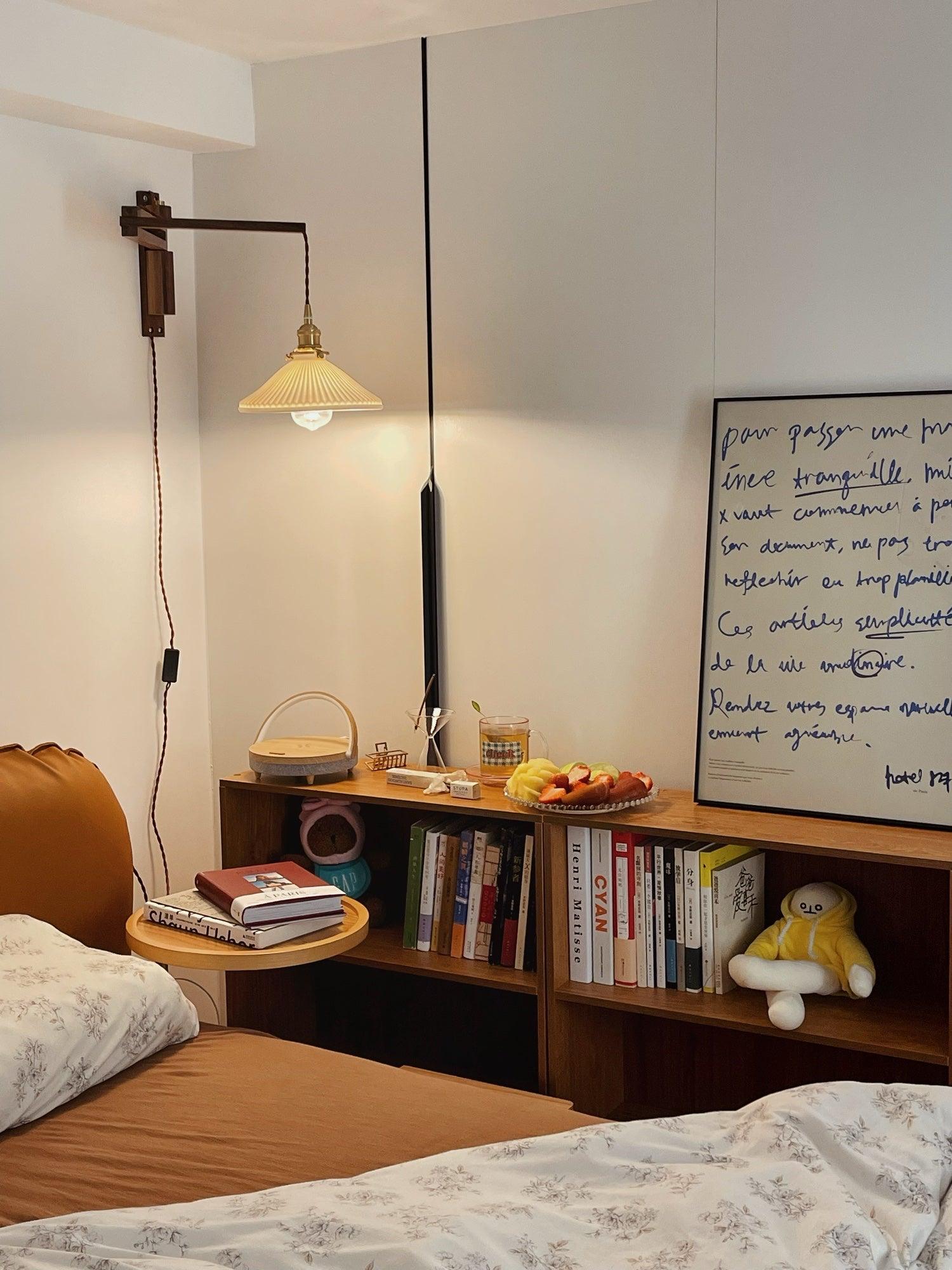 Circular Walnut Nordic Inspired Wall Lamp