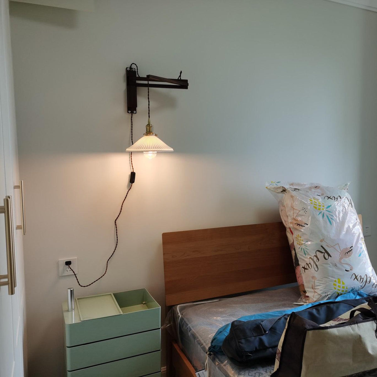 Circular Walnut Nordic Inspired Wall Lamp