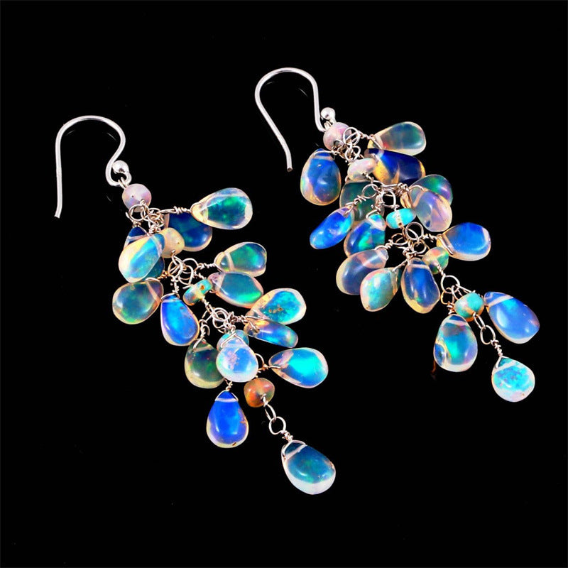 Sparkling Moonstone Moon Earrings