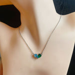 Load image into Gallery viewer, Dainty Dual Birthstone Heart Necklace
