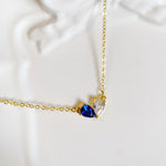 Load image into Gallery viewer, Dainty Dual Birthstone Heart Necklace

