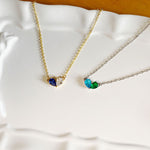 Load image into Gallery viewer, Dainty Dual Birthstone Heart Necklace
