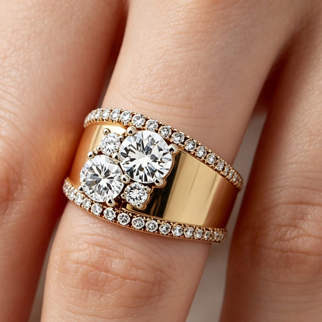Romantic Zirconia Vintage Ring in Gold