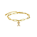 Load image into Gallery viewer, Dainty Paperclip Letter Initial Bracelet
