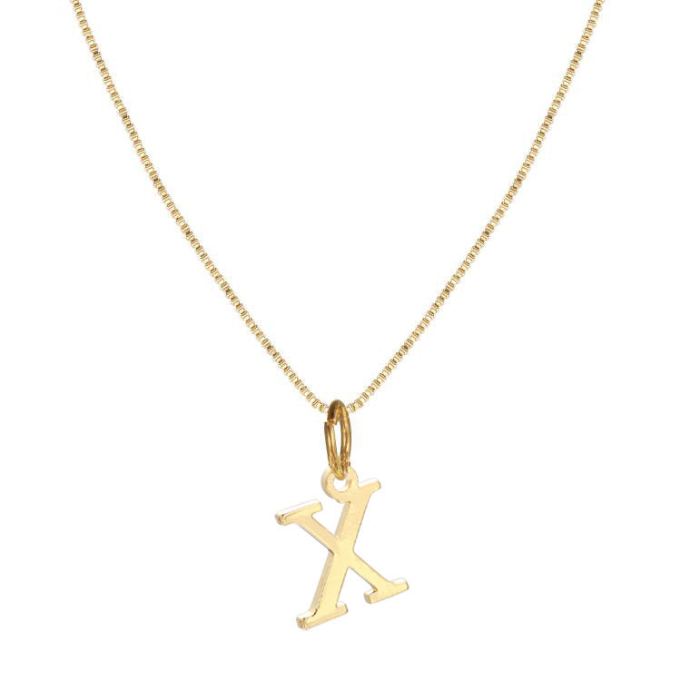 14k Sleek Serif Initial Necklace