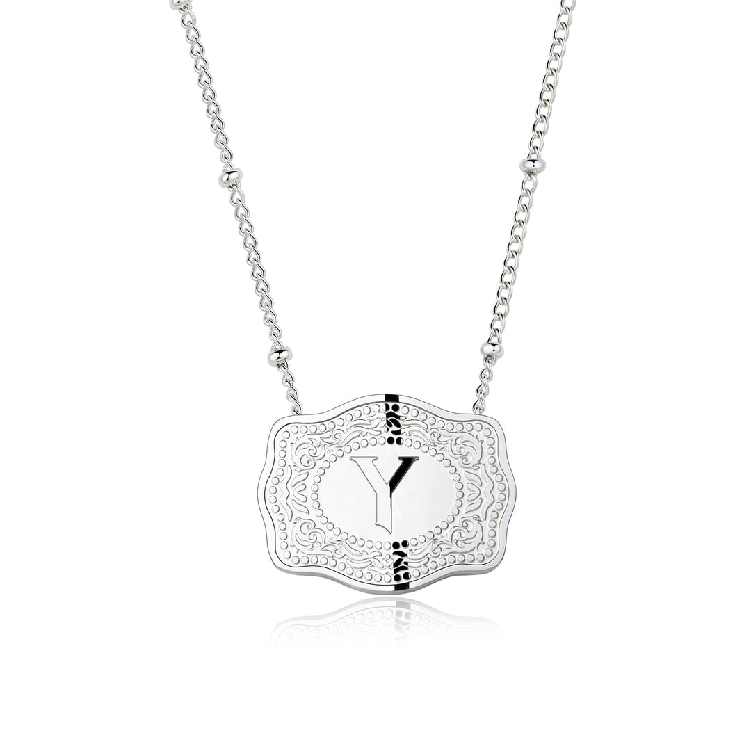 Dainty Belt Buckle Letter Initial Necklaces