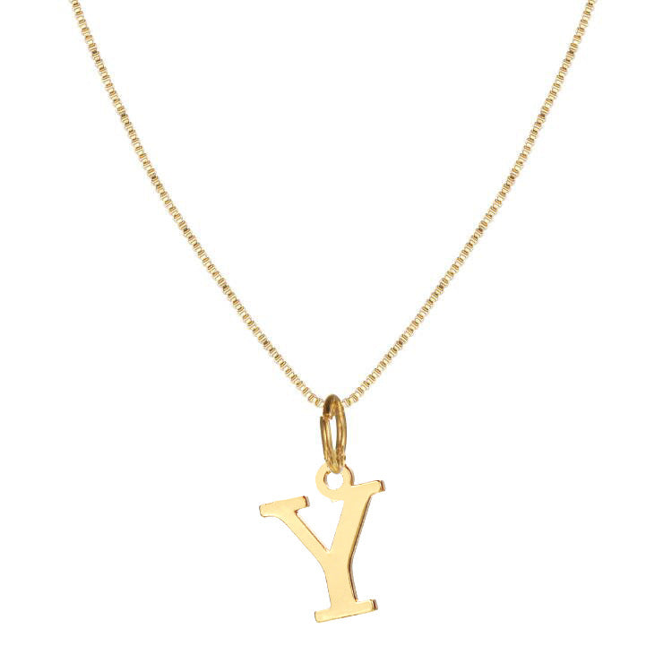 14k Sleek Serif Initial Necklace