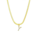 Load image into Gallery viewer, Dainty Diamond Letter Initial Herringbone Necklace
