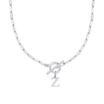 Load image into Gallery viewer, Paperclip Letter Initial Circle Lock Clasp Necklace
