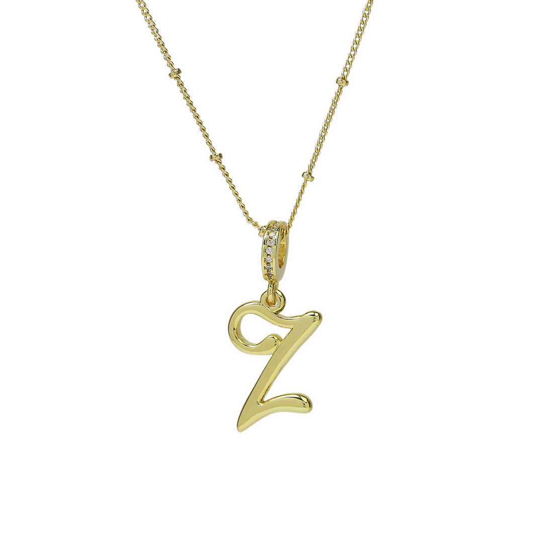Elegant Cursive Font Satellite Chain Initial Necklace